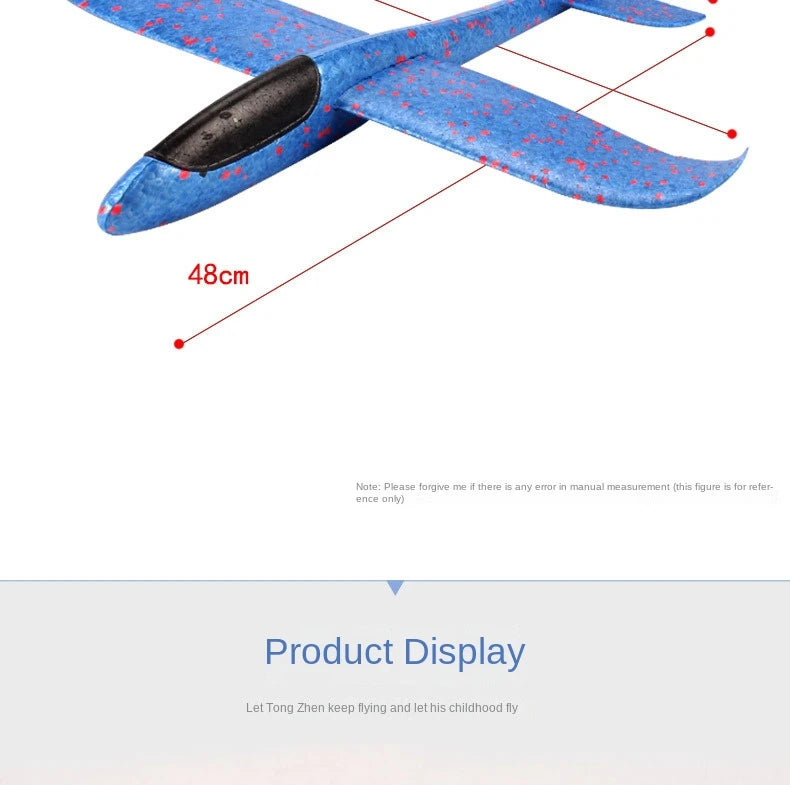 48cm Large Foam Airplane Children's Hand Thrown Airplane Glider Toy Outdoor Parent-child Interaction Funny Toy Boy Gift