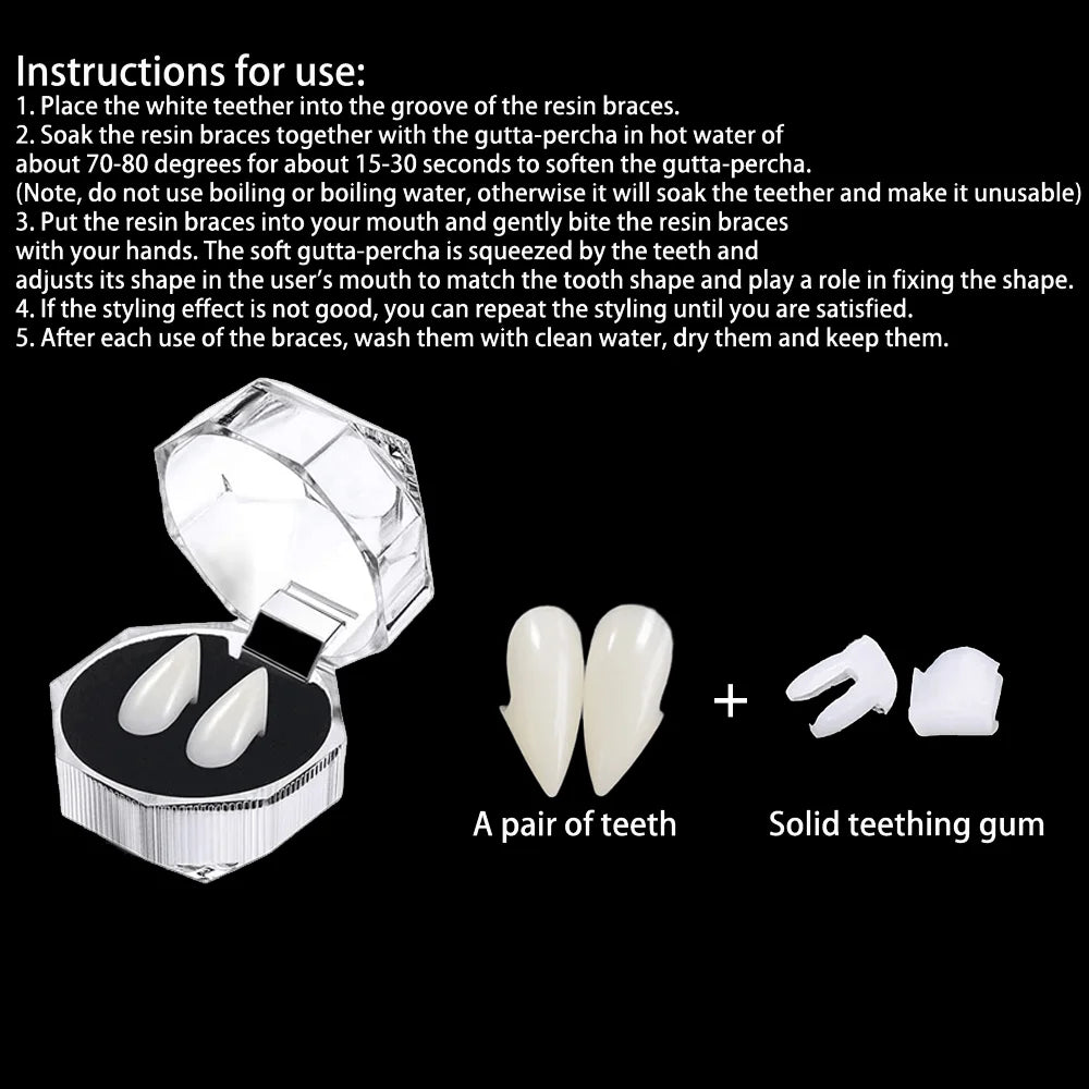 Vampire Teeth Fangs Fairy Butterfly Elf Ears False Teeth Cosplay Masquerade Costume Prop Horror Halloween Party Decoration Favor
