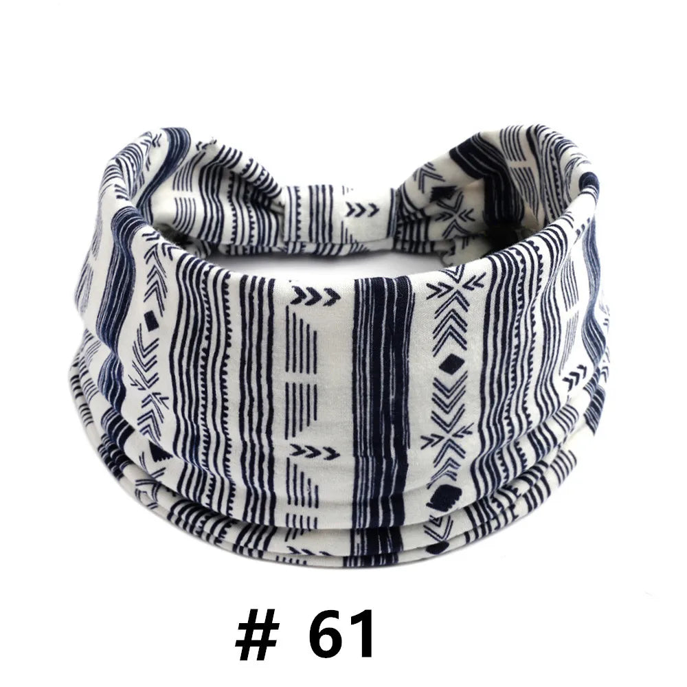 Boho African Headbands for Women Wide Cotton Turban Headwrap  Knot Elastic Hairbands Bandeau Sport Workout Yoga Hair Accessories