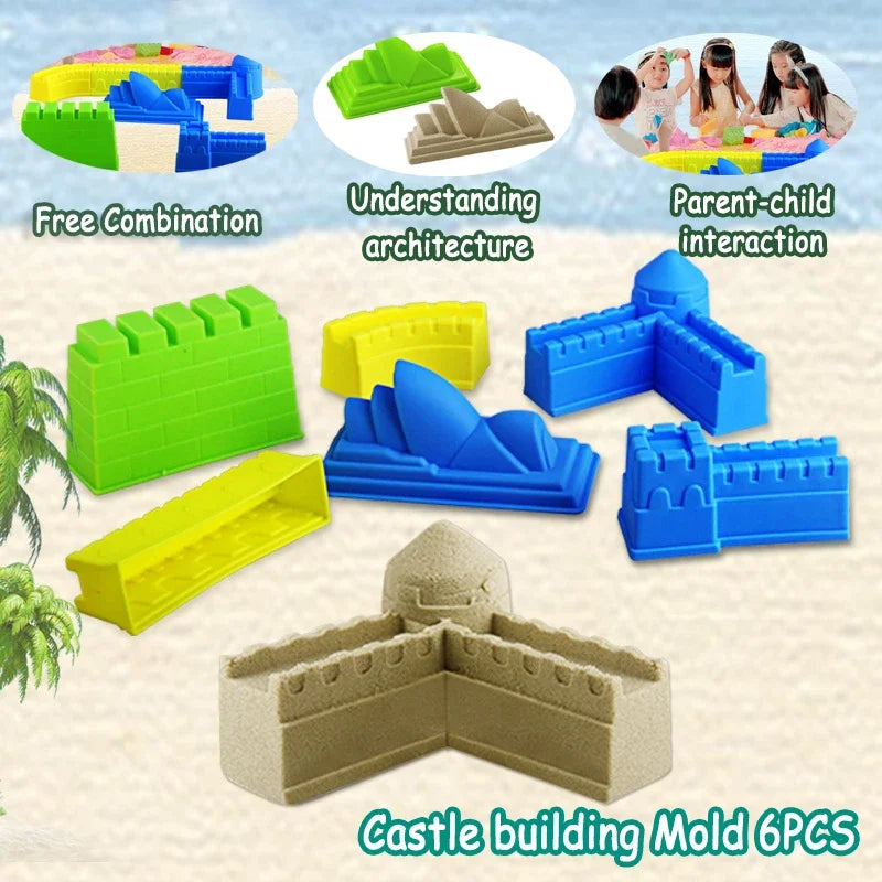 Kids Water Play Beach Toys Sandbox Mold Set Shovel Castle Building Wall Honeycomb Briquette Mold Summer Outdoor Sand Play Game