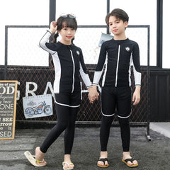 Boys Girls Swimsuit Long Sleeve Sun Protection Swimming Bathing Surfing Wetsuit Beach Wear Teenager Rash Guard