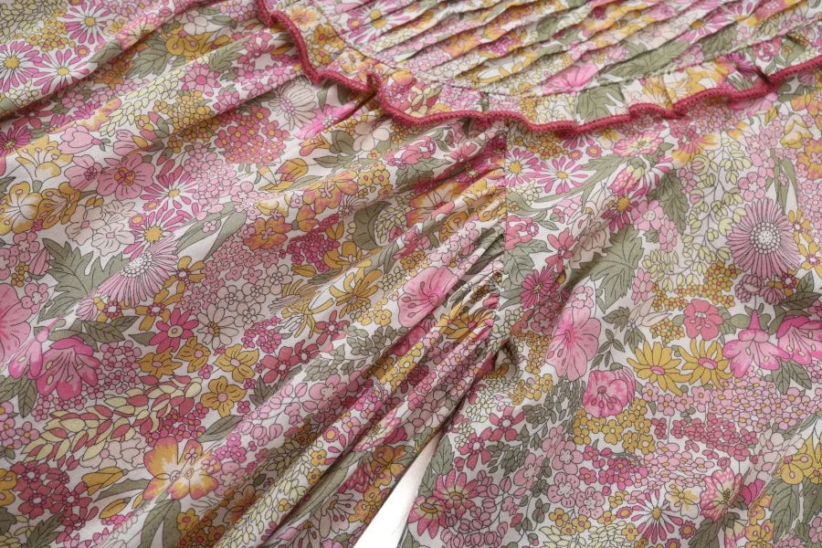 Clearance sale 2025 AS summer green grid & pink Floral collection brother sister family matching 100% cotton boys girls clothing