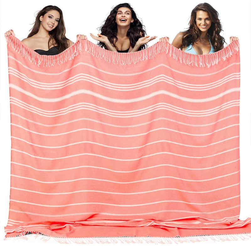 Cotton Turkish Beach Towels Extra Large Sand Free Quick Dry Clearance Swim Bath Camping  Towel Travel Blanket Adult Essentials