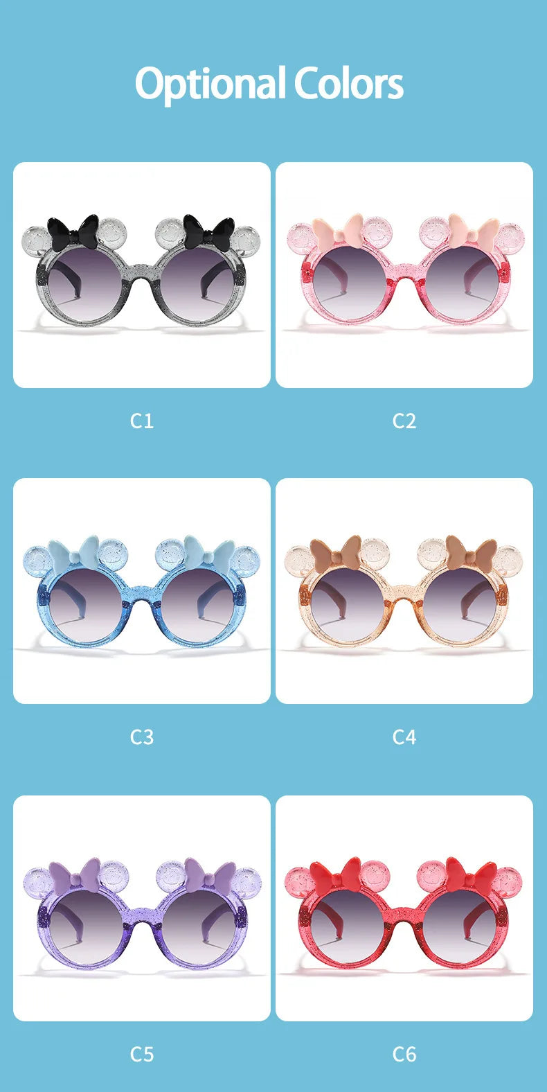 2025 Cartoon Cute Photo Concave Shaped Glasses Children's Bow Candy Colored Sunglasses For Girls, Trendy Sunglasses,