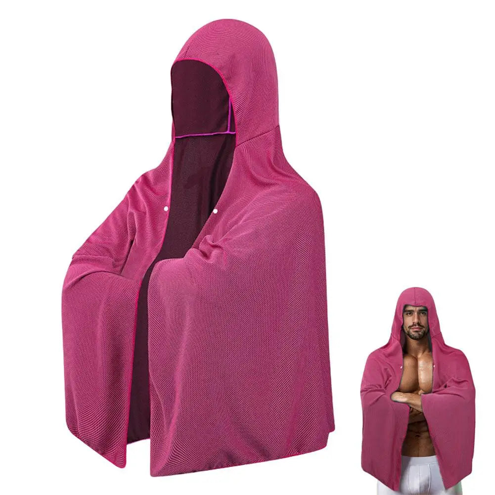 Cooling Hooded Towel Poncho UV Protection Sun Shield for Swimming Beach Pool Outdoor Sports Wipe Sweating Towel