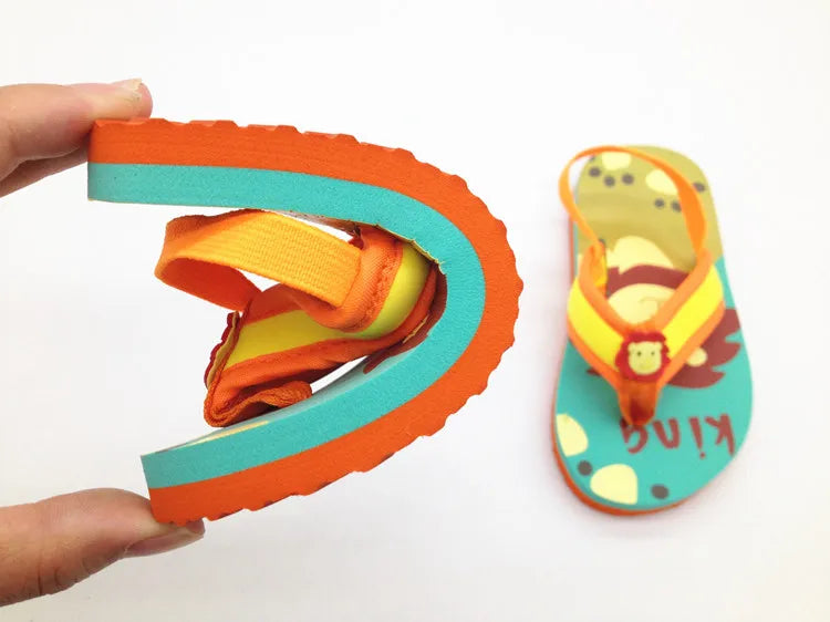 2026 Summer Children Cute Cartoon Animal Slippers Beach Shoes Kids Flip Flops Elastic Band Anti-slip Sandals Boys Girls Slippers