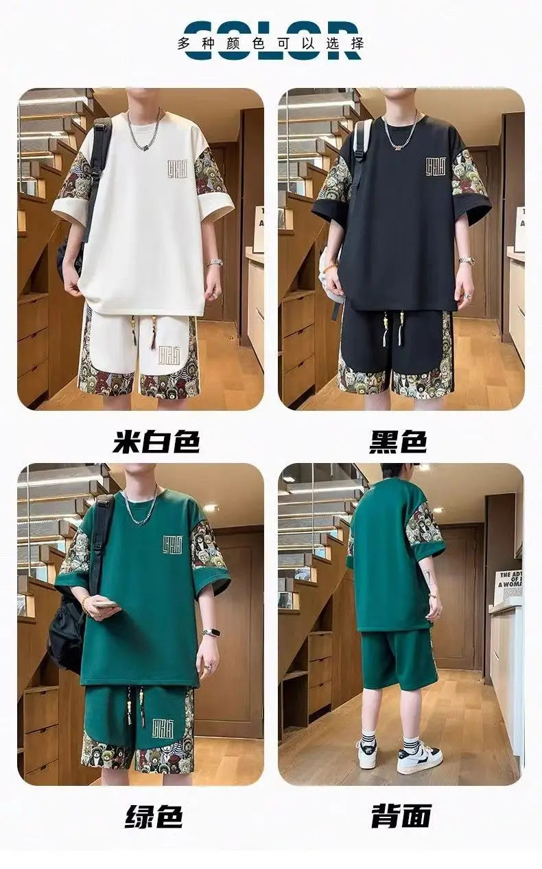 T-shirts + shorts 2026 summer fashion Sportswear shirts Men's Casual Sets Male Fashion shirts and shorts full size M-5XL