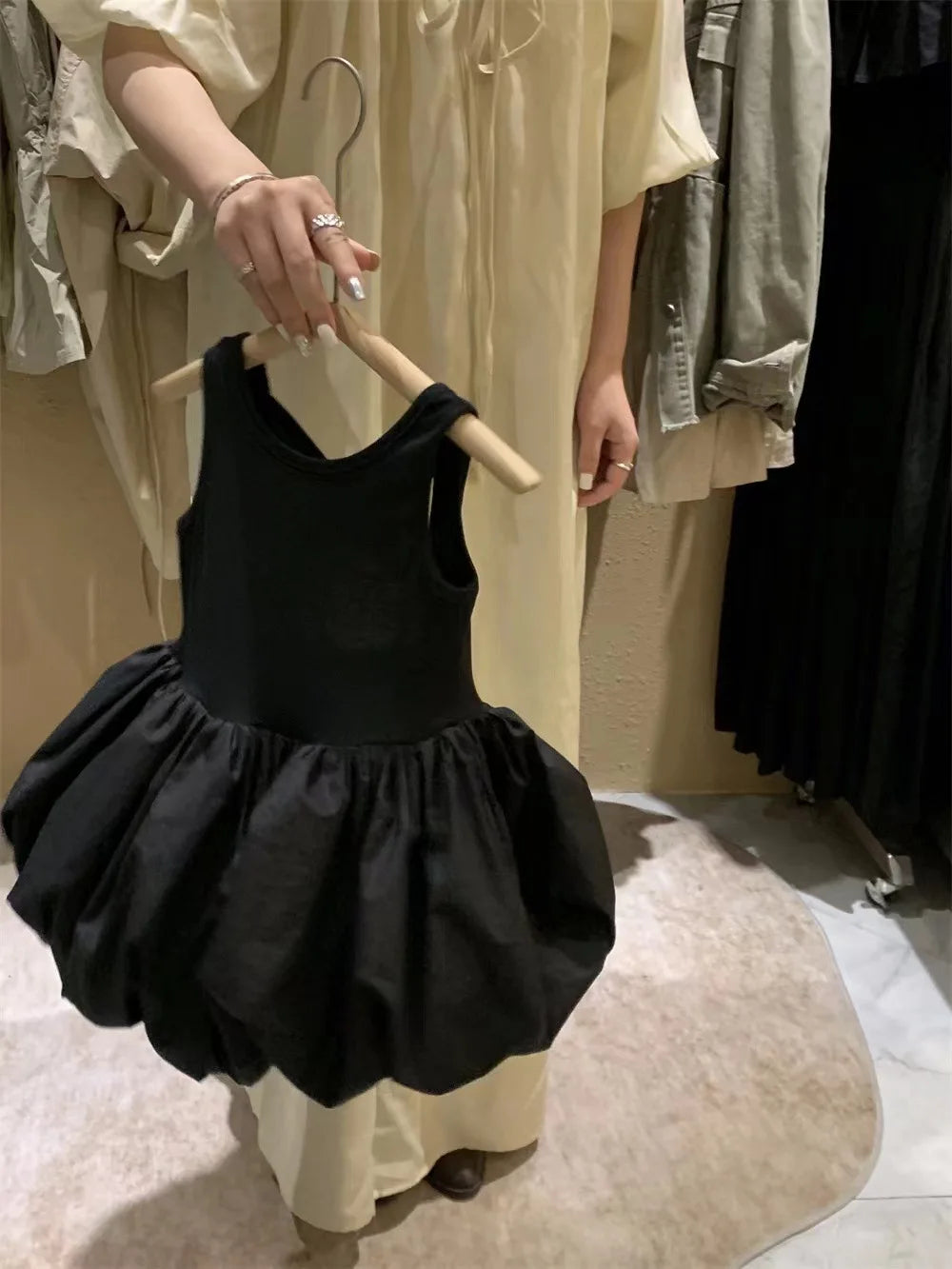 Summer Toddler Girls Dress Black Sweet Cool Wind Cross Backless Off Shoulder Party Princess Sleeveless Dresses For 1-7Y Girls