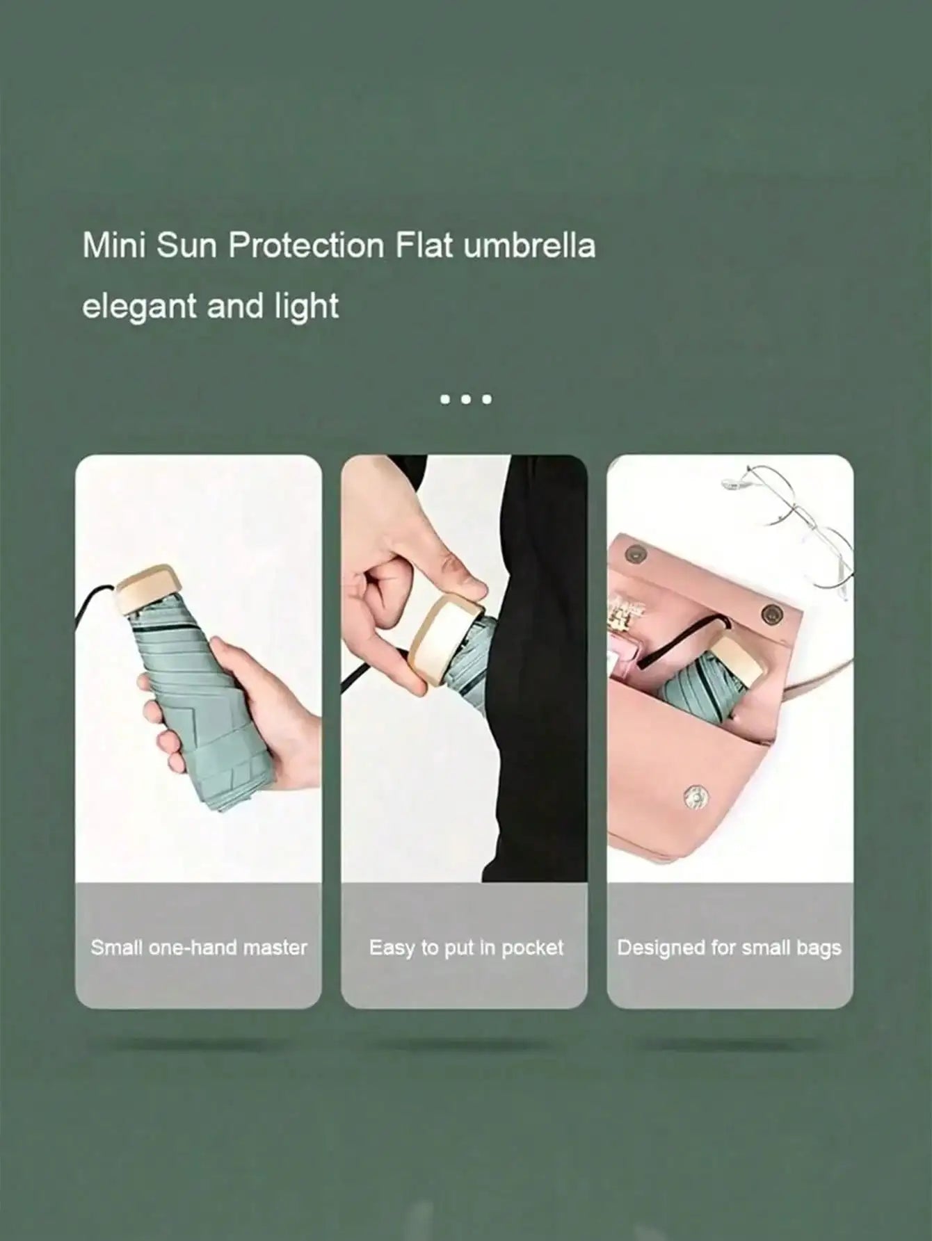 7.5 Inch/19cm Mini Folding Umbrella, Portable Outdoor Sun Umbrella, UV Protection Sunshade Umbrella With Carrying Bag, Sunscreen, 6 Ribs + Thickened Black Waterproof Coating, Ideal For Outdoor, Travel, Summer Sunscreen, Windp
