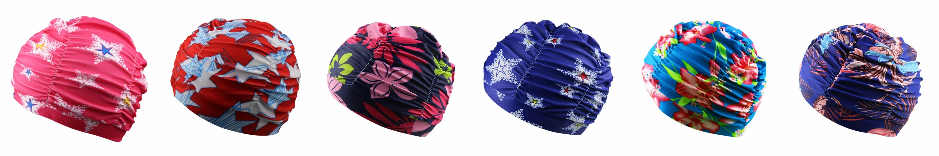 New Solid Color Long Hair Women Men Swim Pool Seaside Water Sports Elastic Pleated Nylon Fabric Bathing Swimming Caps Hat Turban
