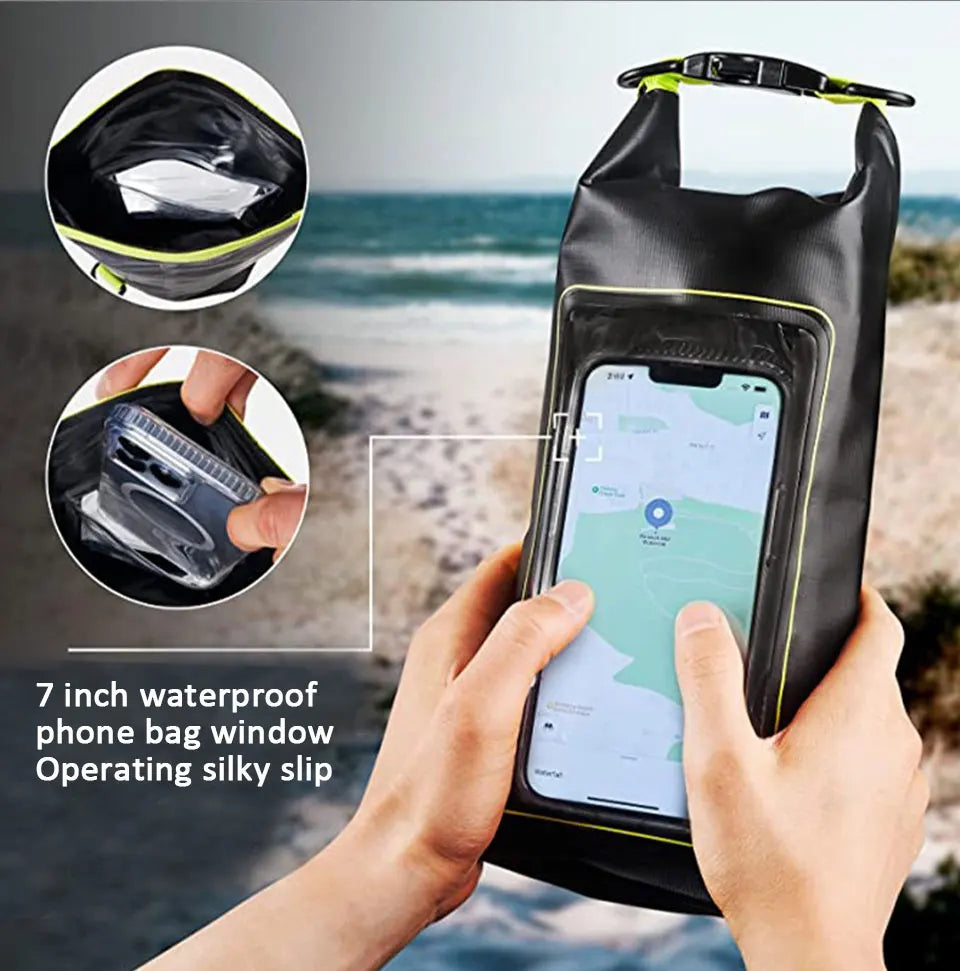 2L/5L Waterproof Dry Bag Touch Screen Swimming Waterproof PVC Bag Rafting Floating Outdoor Sport Bag Surfboard Kayak Storage Bag