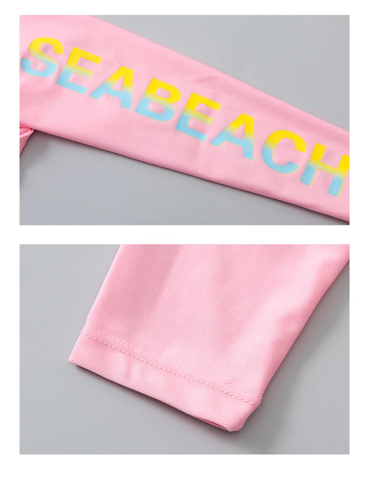 Korean Style Children's Swimming Suit Separate Quick Dry Sun Protection Baby Girl Boy Swimming Costume Set for Toddlers And Kids
