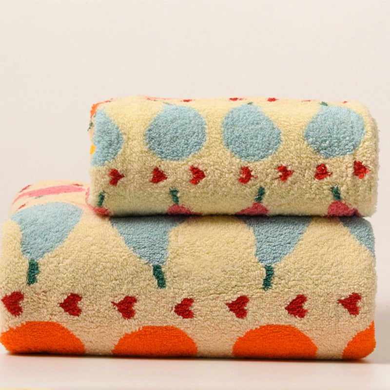 Cute Graffiti  Pears Patter Cotton Soft Face Towel for Kids Absorbent Bath Towel Comfortable Cotton Household Towel Beach Towels