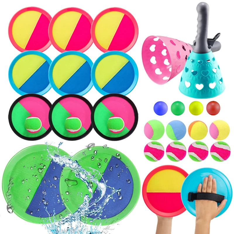 Children Sports Toys Toss & Catch Ball Sticky Balls Summer Outdoor Beach Toy Multiplayer Game Parent-child Interaction Gifts TMZ