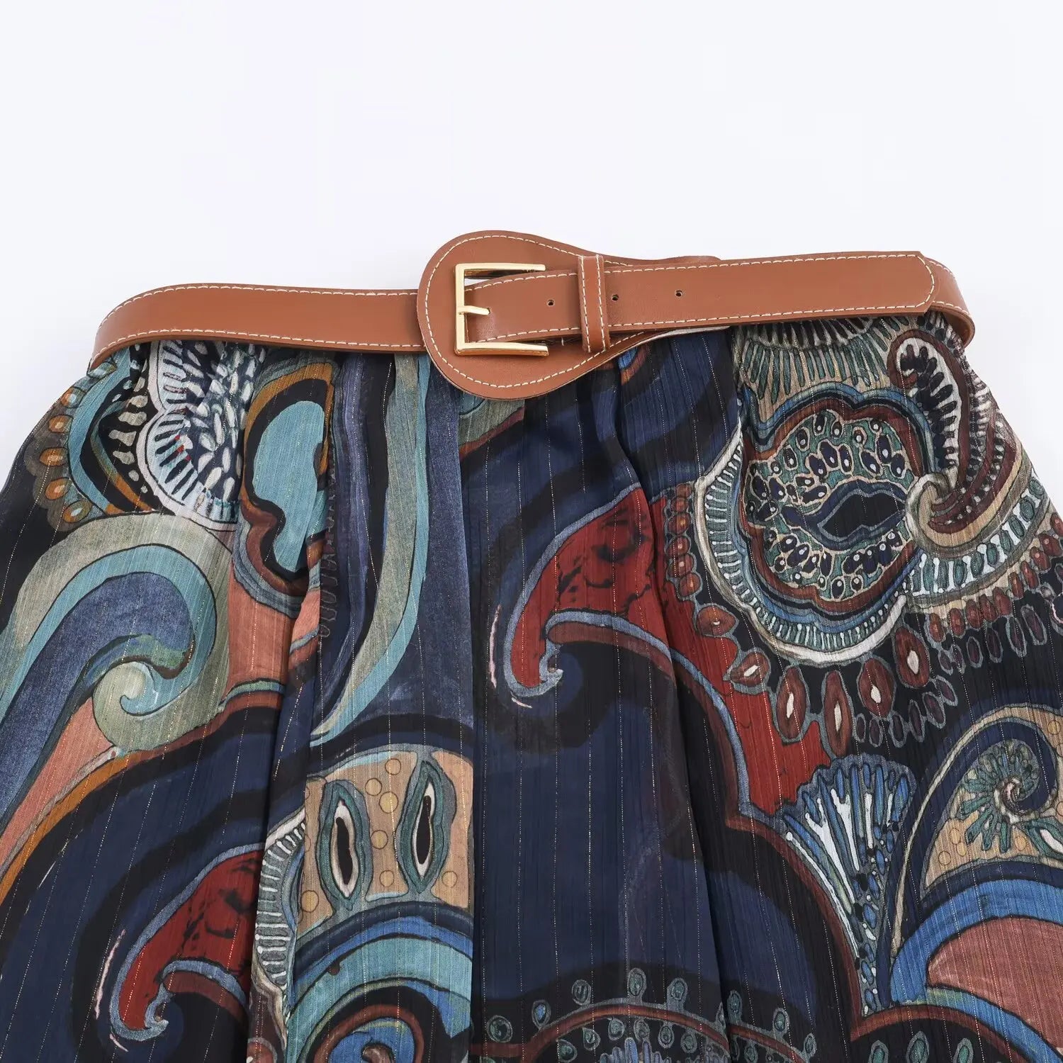Summer New Skirts Women's 2026 New Fashion Retro Print High Waist Skirts Chic Summer Travel Joker Holiday Women's Skirts