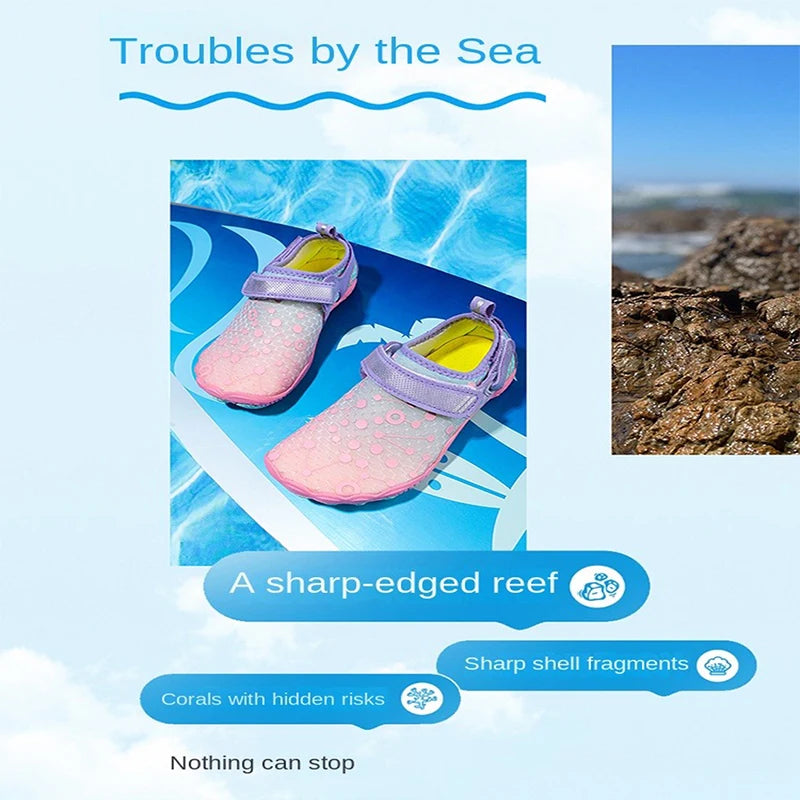 Water Shoes Children's Beach Shoes Quick-Drying Breathable Barefoot Swimming Water Shoes Outdoor Sneakers River Slippers Water S
