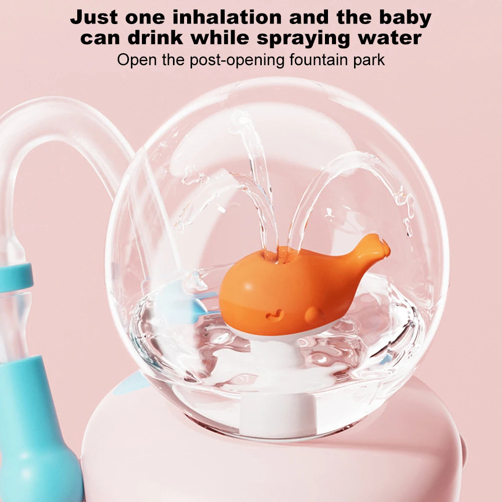 710ML Stainless Steel Whale Fountain Tumbler with Handle Leak Proof Whale Squirt Drinking Cup Water Bottle with Straw Creative G