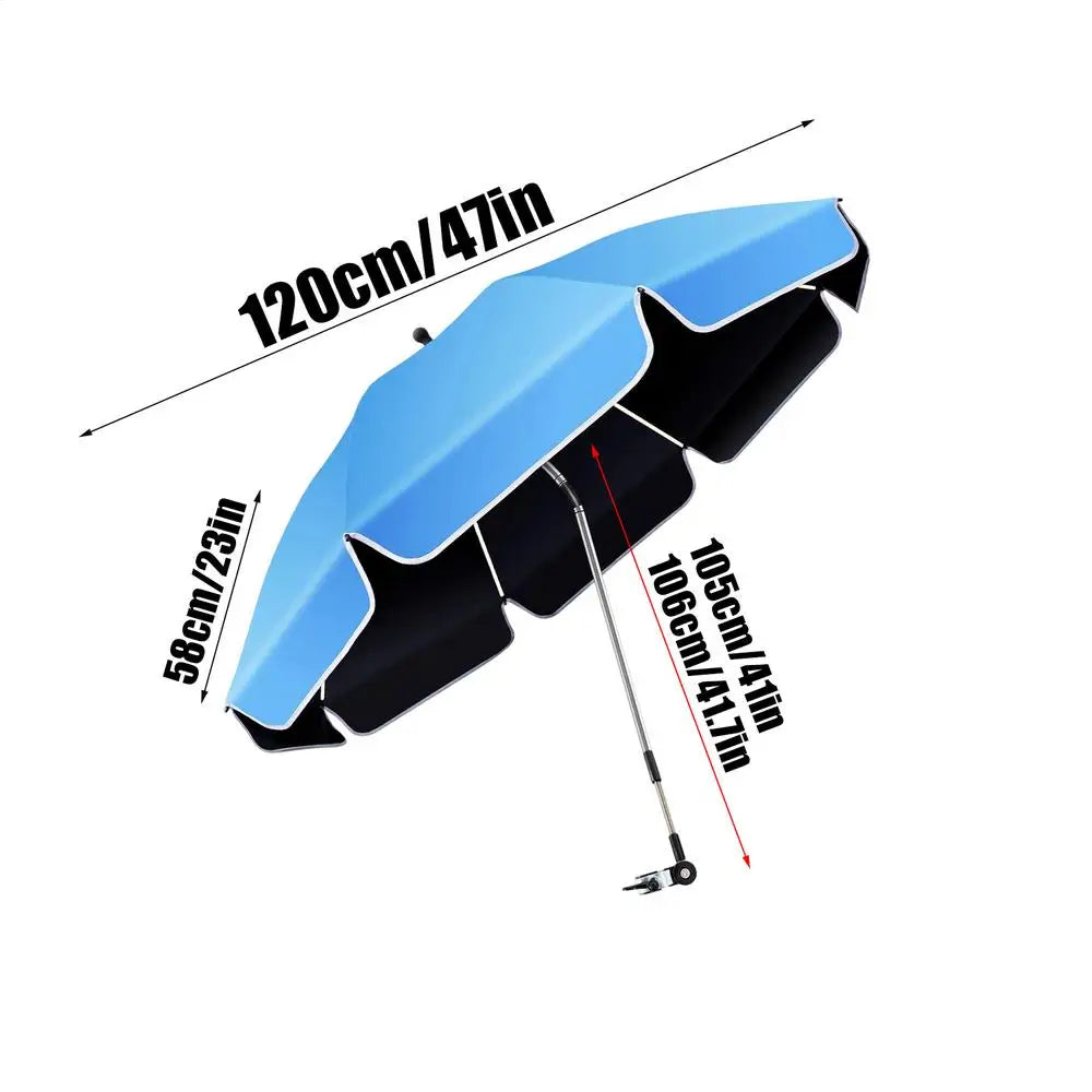 Waterproof Beach Chair Umbrella With Clamp 360 Rotation Fishing Umbrella 23-inch UV-protected Clip Camping Parasol Sun Umbrella