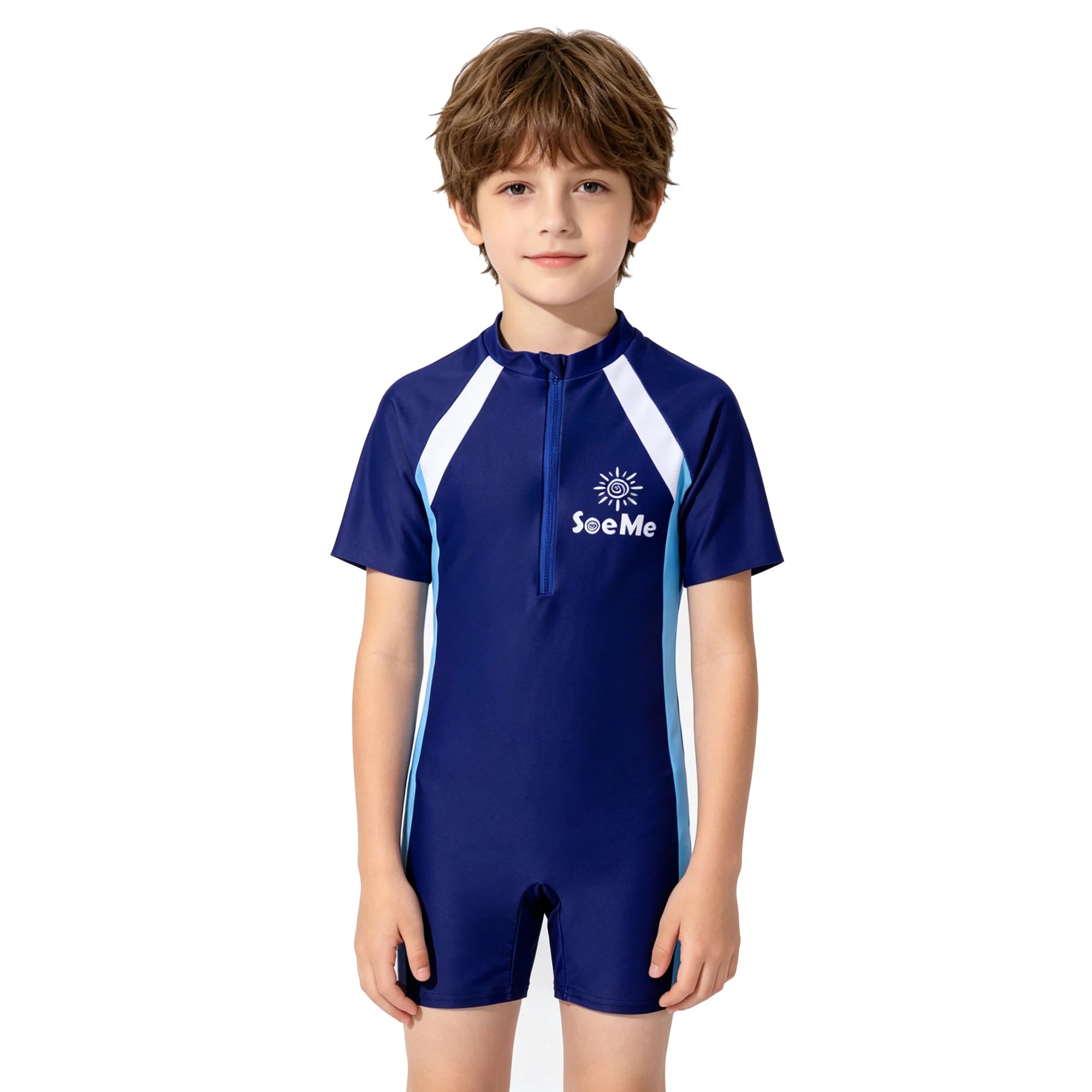 Girls Pink Sporty Striped One Piece Swimwear Summer Short Sleeve Zipper Rash Guard Kids Quick Dry Bathing Suit for Beach