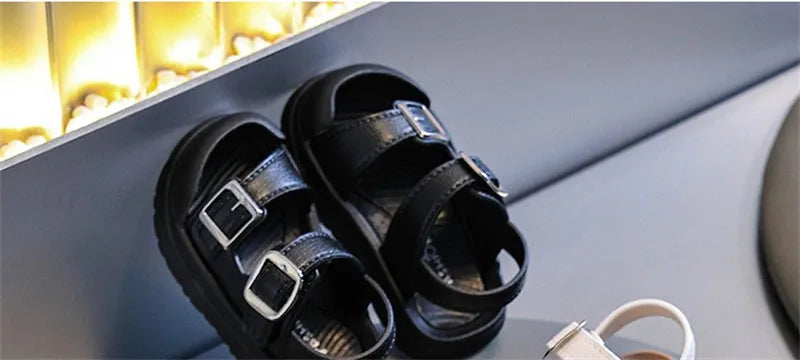 Fashion Solid Korean Kid Sandals Summer New Versatile Anti Slip Soft Bottom Girl Boy Beach Sandal Kindergarten Anti Kick Sandals