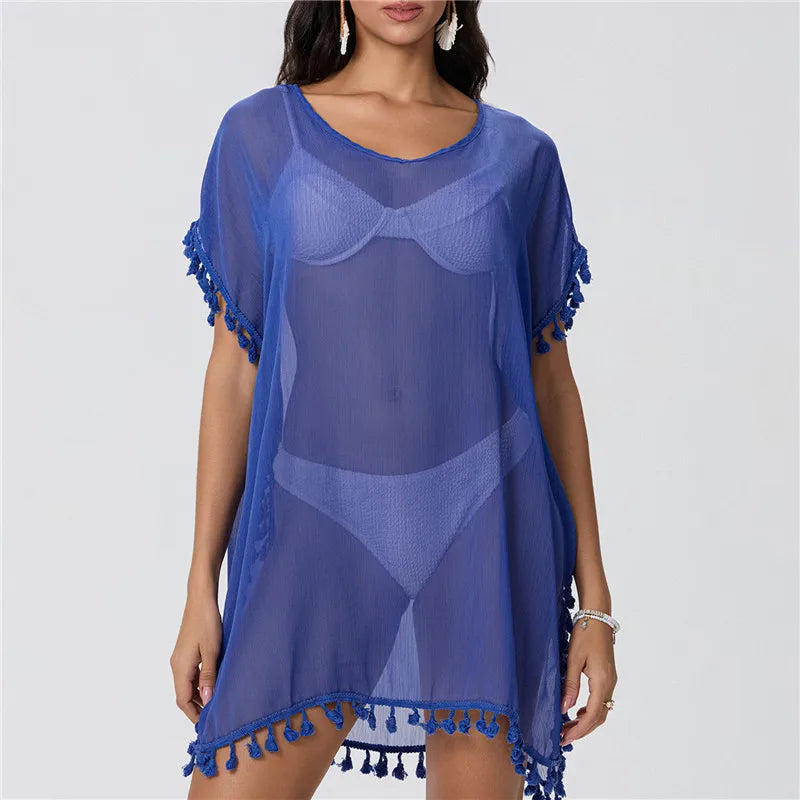 Women Beach Cover Up Lace Hollow Crochet Swimsuit Beach Dress Women 2025 Summer Cover-Ups Bathing Suit Ladies Beach Wear Tunic