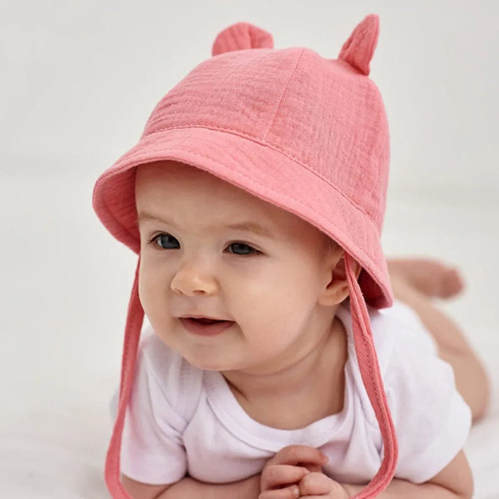Muslin Baby Summer Hat Newborn Cap Cotton Baby Sun Hats for Girls Boys Infant Bucket Hat for Toddler Accessories 3-12M