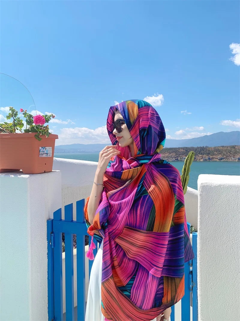 20 Styles 90x180cm Cotton Linen Summer Beach Dress Bikini Cover-ups Sarong Wrap Scarf Women Brazilian Swimsuit Bathing Cover Up