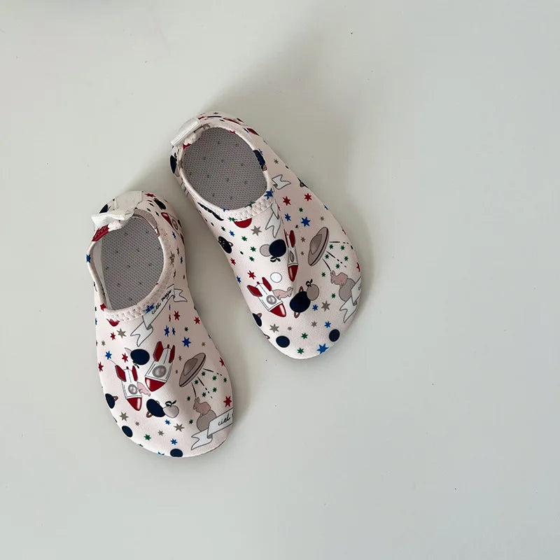 2026 Summer Children Swimming Shoes Cartoon Printed Non-slip Quick-Dry Boys Girls Beach Water Playground Sandals Shoes
