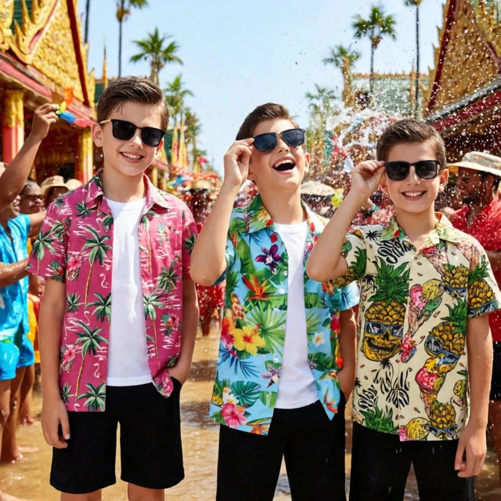 Boys Hawaiian Shirt Kids Summer Beach School Gift Casual Top Teenager Novelty Fashion Daily Holiday Birthday Tee