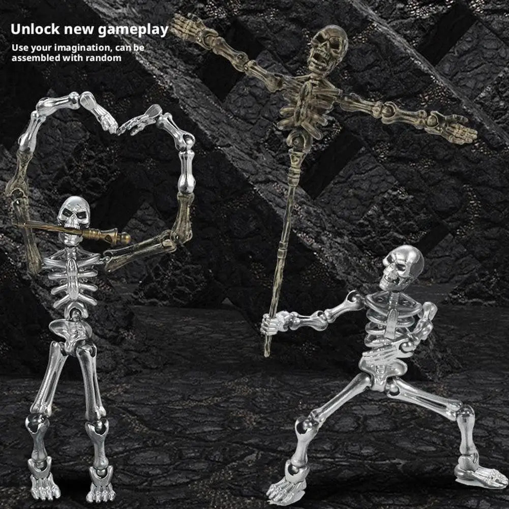 Halloween Magnetic Middle Ages Skeleton Posable Skeleton Human Shape Bones Halloween Haunted House Horror Props Skeleton Doll