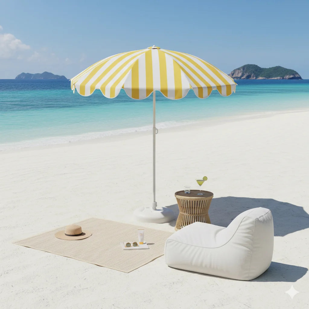 Adjustable Height UPF50+ UV Protection Beach Sun Umbrella (Base Not Included) for Balcony Or Patio Outdoor Shade Umbrella