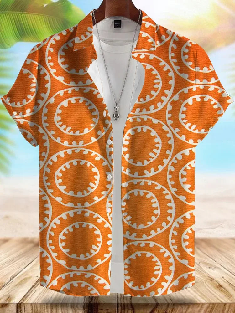 Seaside Hawaiian Style Men's Shirt Summer Vacation Casual Men's Short-sleeved Shirt Outdoor Beach Loose Comfortable Men's Shirt