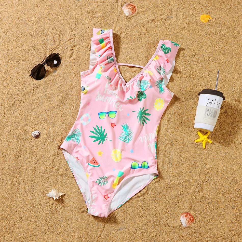 Dinosaurs Swimwear Family Matching Outfits V-Neck Mother Daughter Swimsuits Mommy and Me Dresses Clothes Father Son Swim Shorts