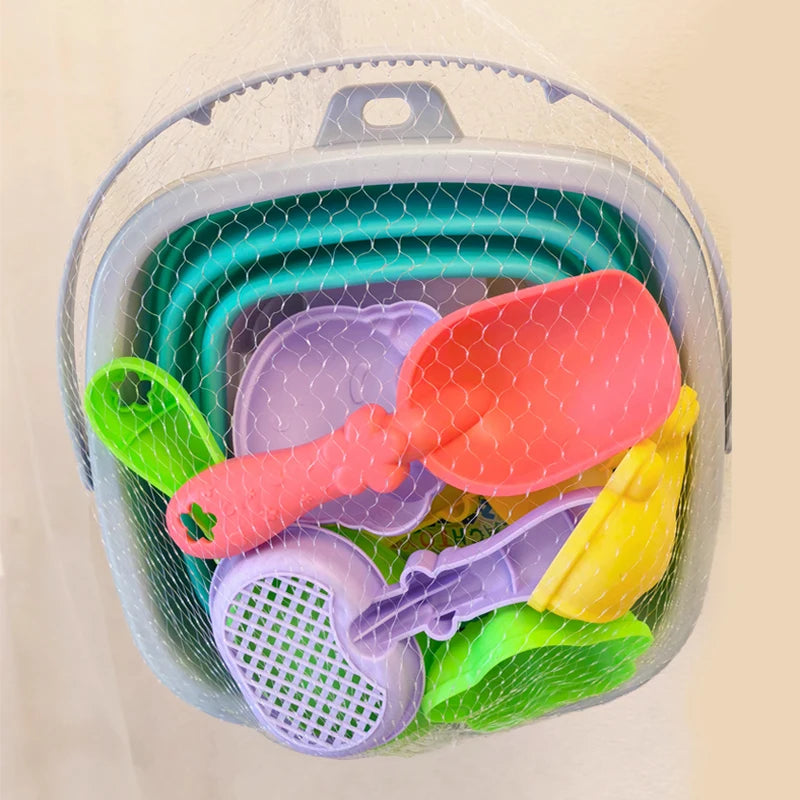 5/11PCS Beach Sand Play Water Set Folding Bucket Summer Toys for Children Kids Outdoor Game Sandbox Accessories Color Random