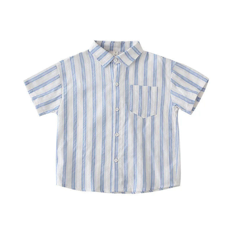 Korea Style Family Matching Outfit Striped Print Short Sleeve T-shirt+Shorts Tank Dress Parent-child Clothing Beach Holiday Look