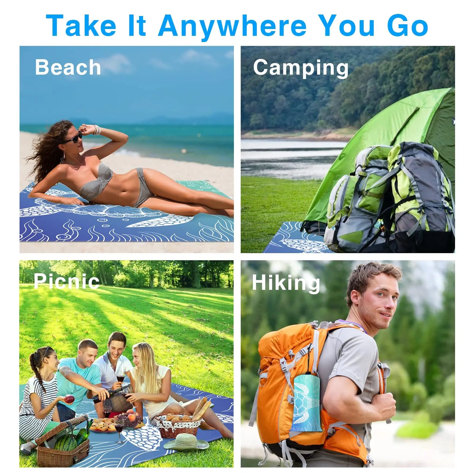 Beach Blanket Super Large 79 x 83 Inch Sandproof Waterproof Soft Comfortable Material Light Weight Portable for Beach Outdoor