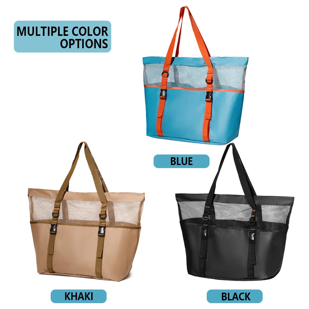 Extra Large Mesh Beach Bag with Zipper Bottom, Oversized Beach Tote Bag for Beach or Pool Trip