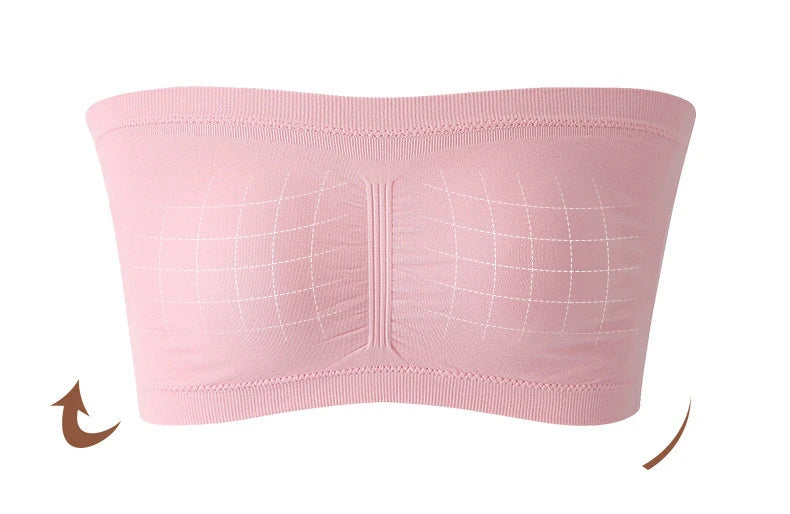 1pcs Women's Bra Plus Size Strapless Bra Thin Removable Chest Cushion Top Stretchy Seamless Invisible Bra S-6XL