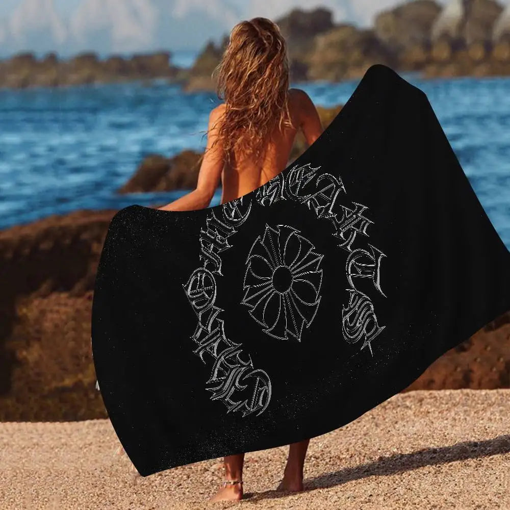 Classic C-Chrome H-Hearts Microfiber Beach Towel Absorbent Quick Dry Soft Yoga Swimming Resort Mountain Climbing Towel