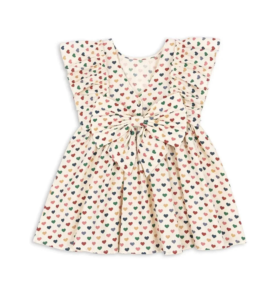 Children Clothes Set 2025 KS Summer Girls Floral Tops Shorts Set Girl Heart Print Slip Dress Kids Short Sleeved Vacation Suit