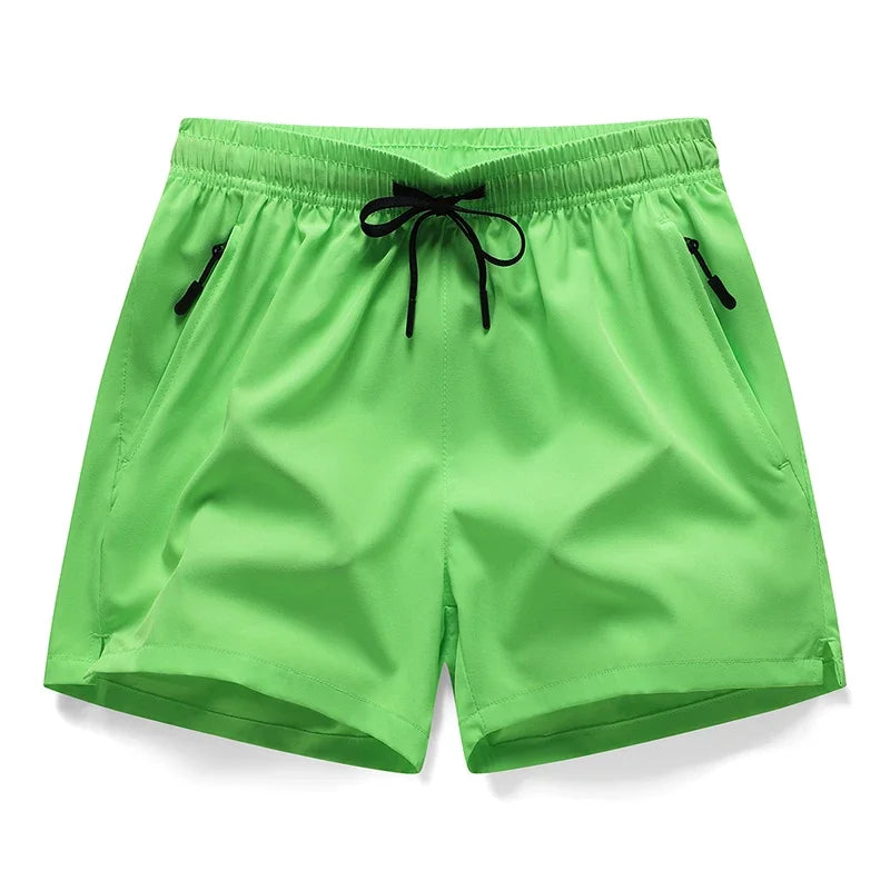 3/4 Sport Shorts Summer Men Casual Solid Ice Silk Light Sweat Absorb Quick Dry Running Fitness Outdoor Loose