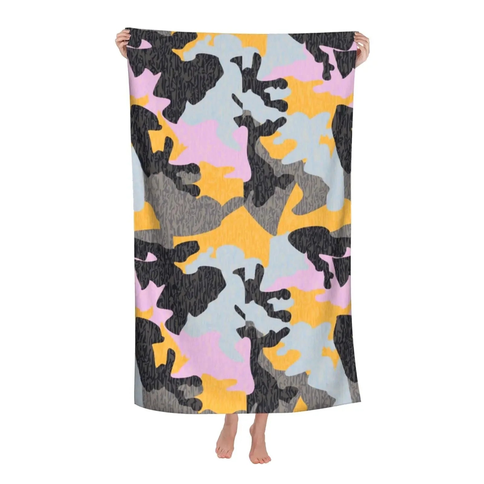 Camouflage Pattern Beach Towel Microfiber Soft Quick Dry Sand Free Towel Absorbent Large Bath Towel,Oversized Yoga Girls Boys