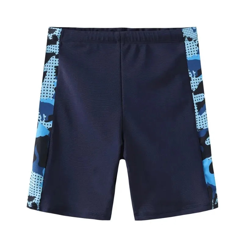 2-piece Set of Summer Children's Swim Trunks Swim Caps Boys' Swimwear Quick Drying Shorts Cartoon Print Beach Swimwear Ages 4-16