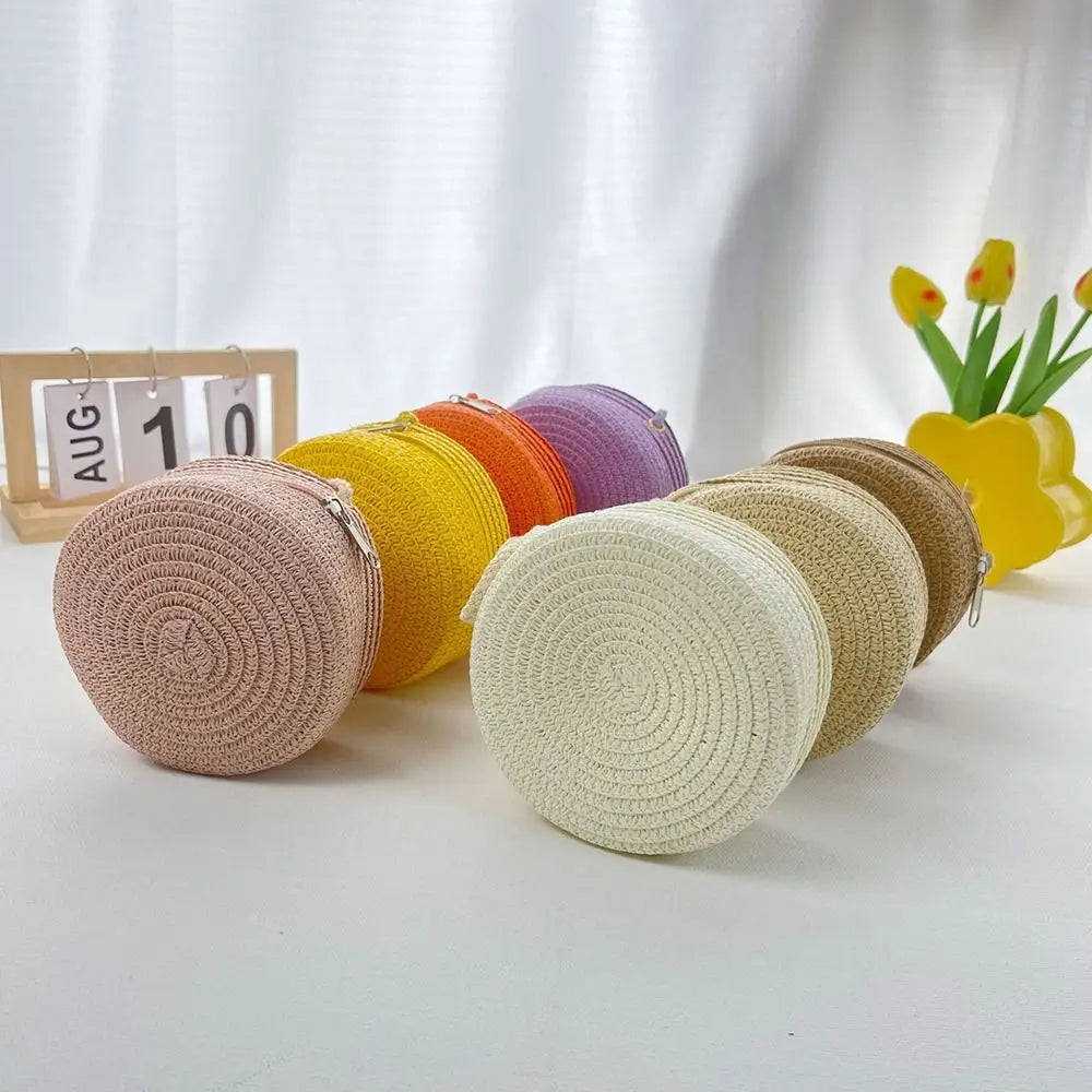 Coin Purse Straw Straw Bag Shell Shape Handmade Summer Beach Bag Handbag Kid Children