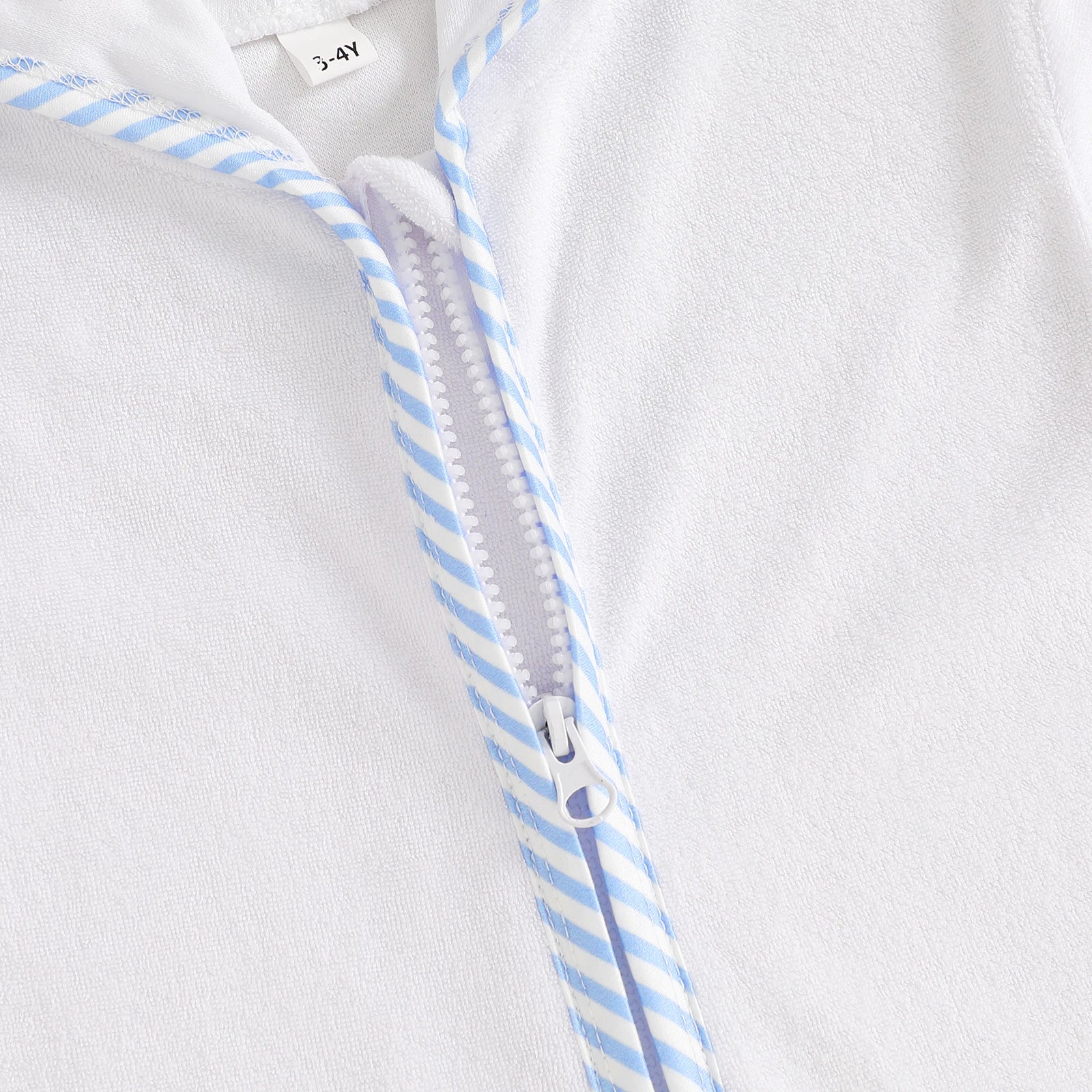 Toddler Girl Hooded Beach Coverup Summer Infant Stripe Print Zipper Bathrobe Children Short Sleeve Summer Swimwear Cover-up
