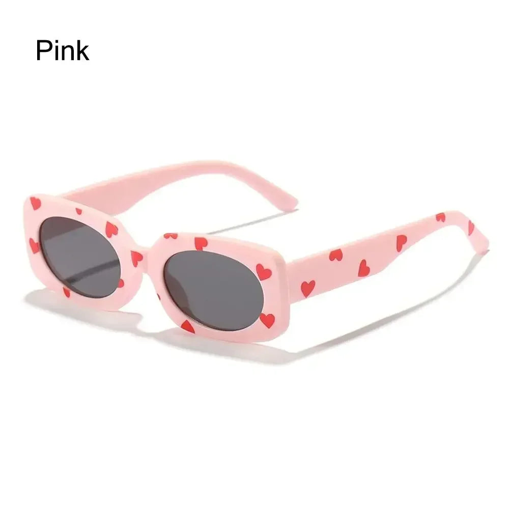 UV400 Heart Print Children Sunglasses Cute 2-8 Years Sun Protection Eyewear Kids Rectangular Sun Glasses