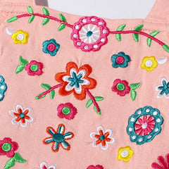 Little maven 2026 New Years Girls Dress Summer Girl Beach Floral Dresses for Girls 7 Years Embroidery Floral Baby Girls Clothes