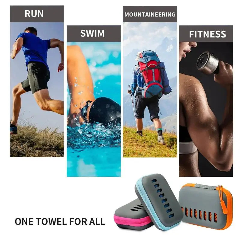 Camping Cooling Towels With EVA Case, Compact & Portable Travel Ice Towel Quick Dry Towels For Sports Gym, Hiking And Yoga