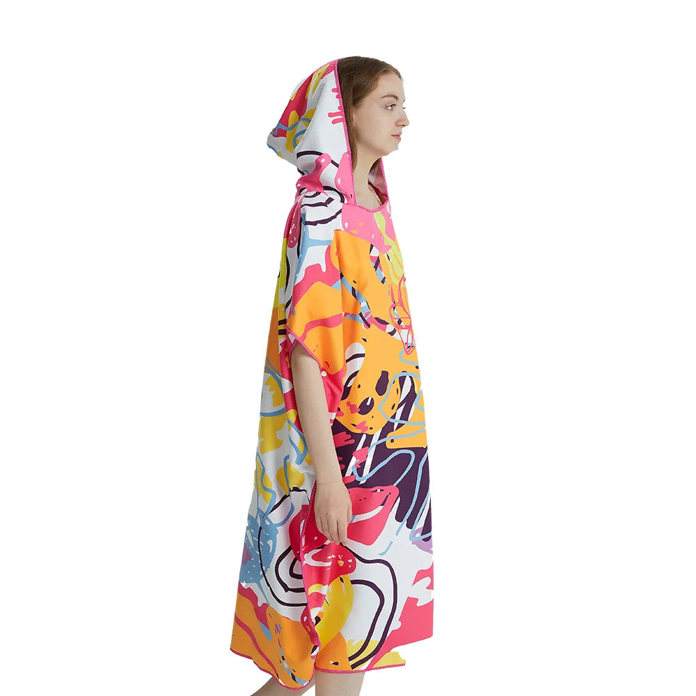 Surf Poncho Towel Poncho Quick-Dry Towel Hoodie Microfiber Beach Robe Changing Poncho Swim Towel Beach Poncho For Adults (A19)