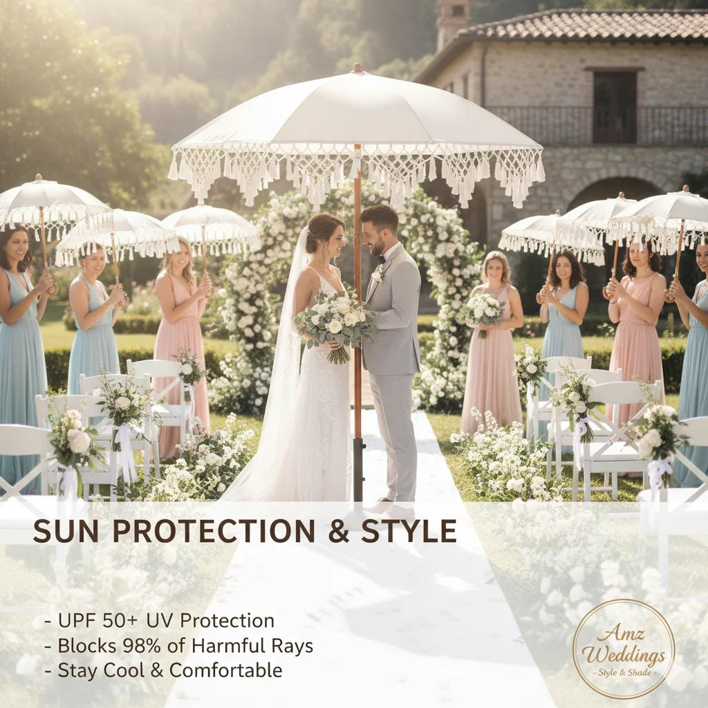 Outdoor UPF50+ Sunshade Umbrella Rotatable Triangle Tassel Design Garden Beach Wedding Decoration Single Umbrella without Base